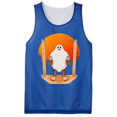 Funny Bigfoot Ghost Pumpkin Halloween Trick Or Treat Gift Mesh Reversible Basketball Jersey Tank