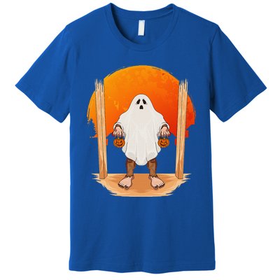 Funny Bigfoot Ghost Pumpkin Halloween Trick Or Treat Gift Premium T-Shirt