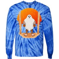 Funny Bigfoot Ghost Pumpkin Halloween Trick Or Treat Gift Tie-Dye Long Sleeve Shirt