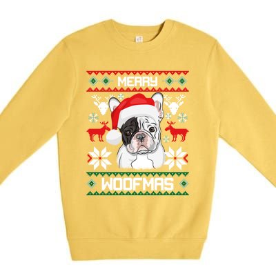 French Bulldog Gift For Merry Christmas Woofmas Frenchie Gift Premium Crewneck Sweatshirt