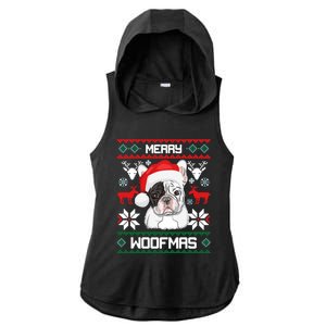 French Bulldog Gift For Merry Christmas Woofmas Frenchie Gift Ladies PosiCharge Tri-Blend Wicking Draft Hoodie Tank