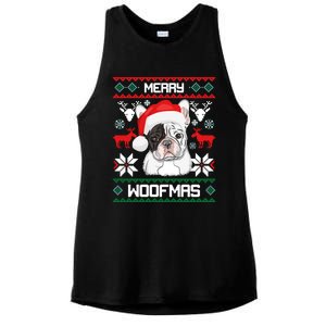 French Bulldog Gift For Merry Christmas Woofmas Frenchie Gift Ladies PosiCharge Tri-Blend Wicking Tank