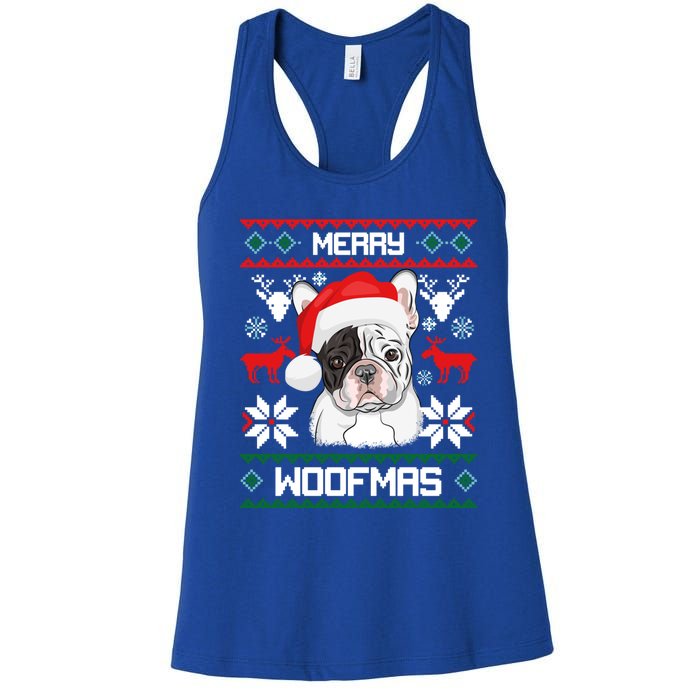 French Bulldog Gift For Merry Christmas Woofmas Frenchie Gift Women's Racerback Tank