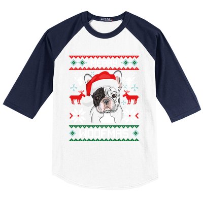 French Bulldog Gift For Merry Christmas Woofmas Frenchie Gift Baseball Sleeve Shirt