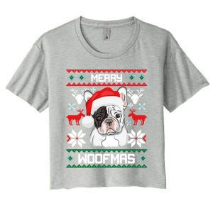 French Bulldog Gift For Merry Christmas Woofmas Frenchie Gift Women's Crop Top Tee