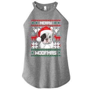 French Bulldog Gift For Merry Christmas Woofmas Frenchie Gift Women's Perfect Tri Rocker Tank