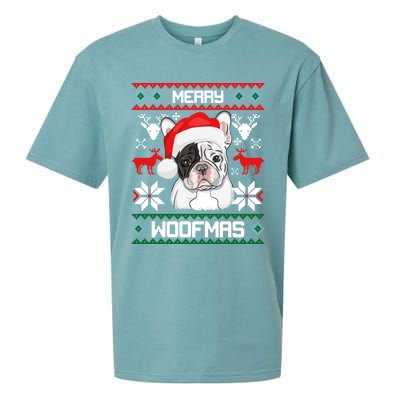 French Bulldog Gift For Merry Christmas Woofmas Frenchie Gift Sueded Cloud Jersey T-Shirt