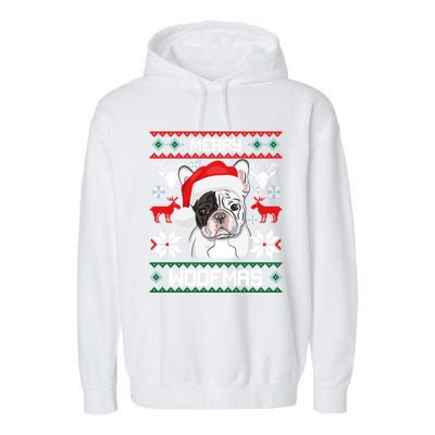 French Bulldog Gift For Merry Christmas Woofmas Frenchie Gift Garment-Dyed Fleece Hoodie