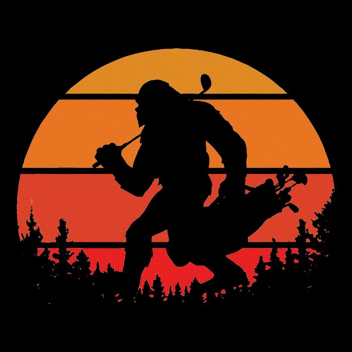 Funny Bigfoot Golf Retro Sasquatch Playing Golf Magnet