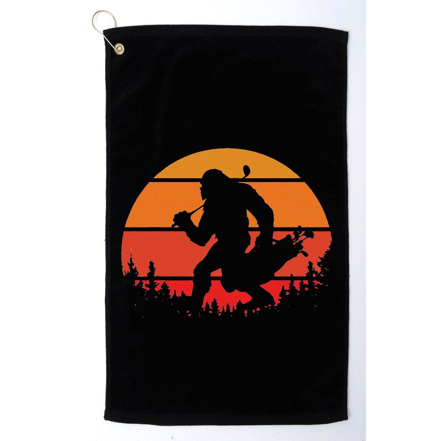 Funny Bigfoot Golf Retro Sasquatch Playing Golf Golf Towel