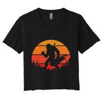 Funny Bigfoot Golf Retro Sasquatch Playing Golf Women's Crop Top Tee
