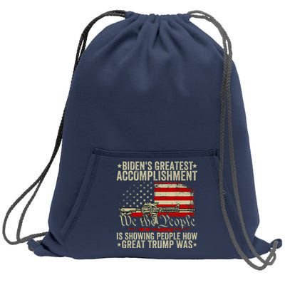 Funny BidenS Greatest Accomplishment Is Showing Trump 2024 Sweatshirt Cinch Pack Bag