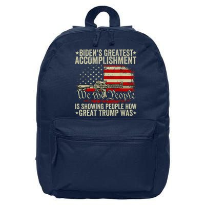 Funny BidenS Greatest Accomplishment Is Showing Trump 2024 16 in Basic Backpack