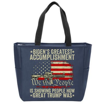 Funny BidenS Greatest Accomplishment Is Showing Trump 2024 Zip Tote Bag