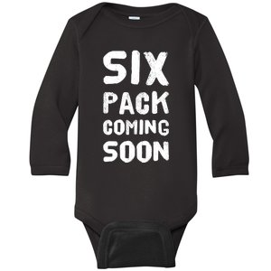 Funny Bodybuilding Gym Training 6 Pack Coming Soon Baby Long Sleeve Bodysuit