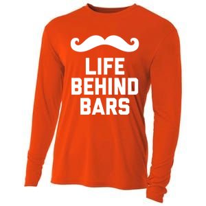 Funny Beard Gift Life Behind Bars Handlebar Mustache Gift Cooling Performance Long Sleeve Crew