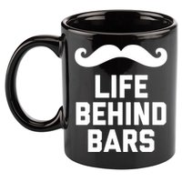 Funny Beard Gift Life Behind Bars Handlebar Mustache Gift 11oz C Handle Ceramic Mug