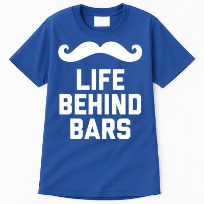 Funny Beard Gift Life Behind Bars Handlebar Mustache Gift Tall T-Shirt