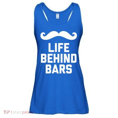 Funny Beard Gift Life Behind Bars Handlebar Mustache Gift Ladies Essential Flowy Tank