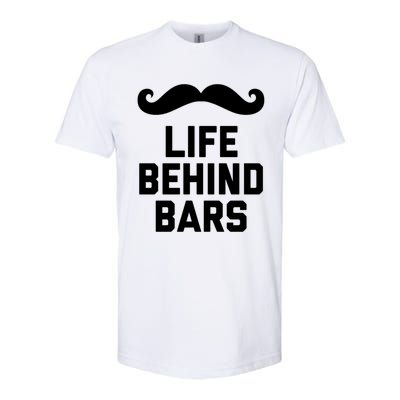 Funny Beard Gift Life Behind Bars Handlebar Mustache Gift Softstyle® CVC T-Shirt