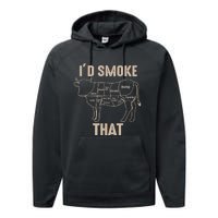 Funny BBQ Grilling Quote Cow Performance Fleece Hoodie