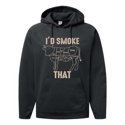 Funny BBQ Grilling Quote Cow Performance Fleece Hoodie