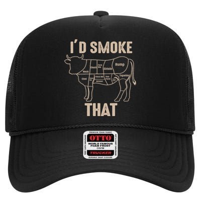 Funny BBQ Grilling Quote Cow High Crown Mesh Back Trucker Hat