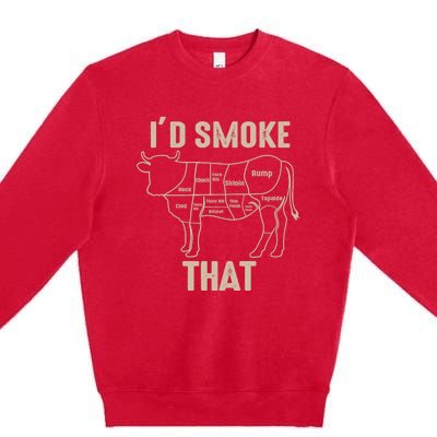 Funny BBQ Grilling Quote Cow Premium Crewneck Sweatshirt