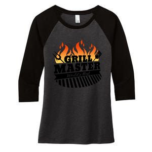 Funny Bbq Grill Master Worlds Best Grillfather Grillers Gift Women's Tri-Blend 3/4-Sleeve Raglan Shirt