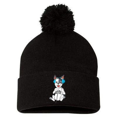 French Bulldog Gamer Pom Pom 12in Knit Beanie