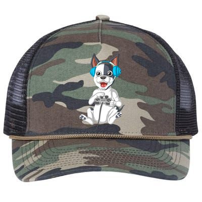 French Bulldog Gamer Retro Rope Trucker Hat Cap