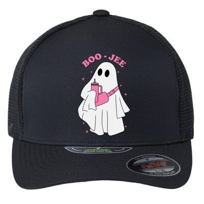 Funny Boojee Ghost Halloween Boo Jee Ghost Spooky Season Flexfit Unipanel Trucker Cap