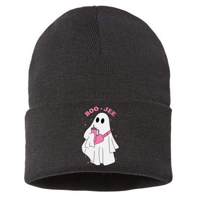 Funny Boojee Ghost Halloween Boo Jee Ghost Spooky Season Sustainable Knit Beanie