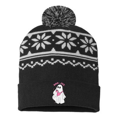 Funny Boojee Ghost Halloween Boo Jee Ghost Spooky Season USA-Made Snowflake Beanie