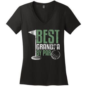 Funny Best Grandad By Par Father's Day Golf Gifts Grandpa Women's V-Neck T-Shirt