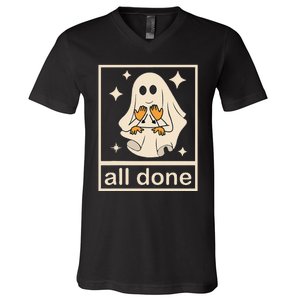 Funny Boojee Ghost All Done Slp Speech Therapy Halloween Gift V-Neck T-Shirt