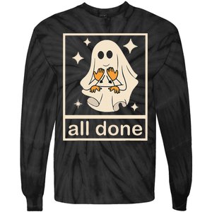 Funny Boojee Ghost All Done Slp Speech Therapy Halloween Gift Tie-Dye Long Sleeve Shirt