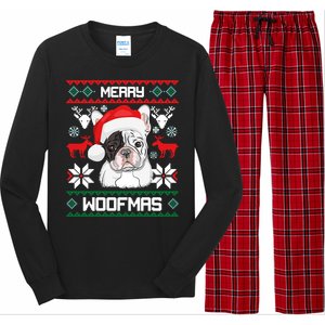 French Bulldog Gift For Merry Christmas Woofmas Frenchie Great Gift Long Sleeve Pajama Set