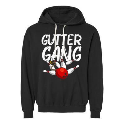 Funny Bowling Gift For Men Women Cool Gutter Gang Bowlers Garment-Dyed Fleece Hoodie