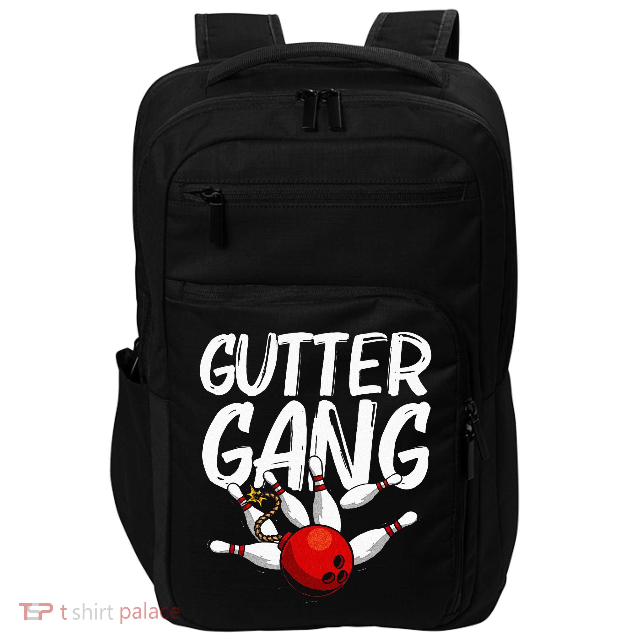Funny Bowling Gift For Men Women Cool Gutter Gang Bowlers Impact Tech Backpack