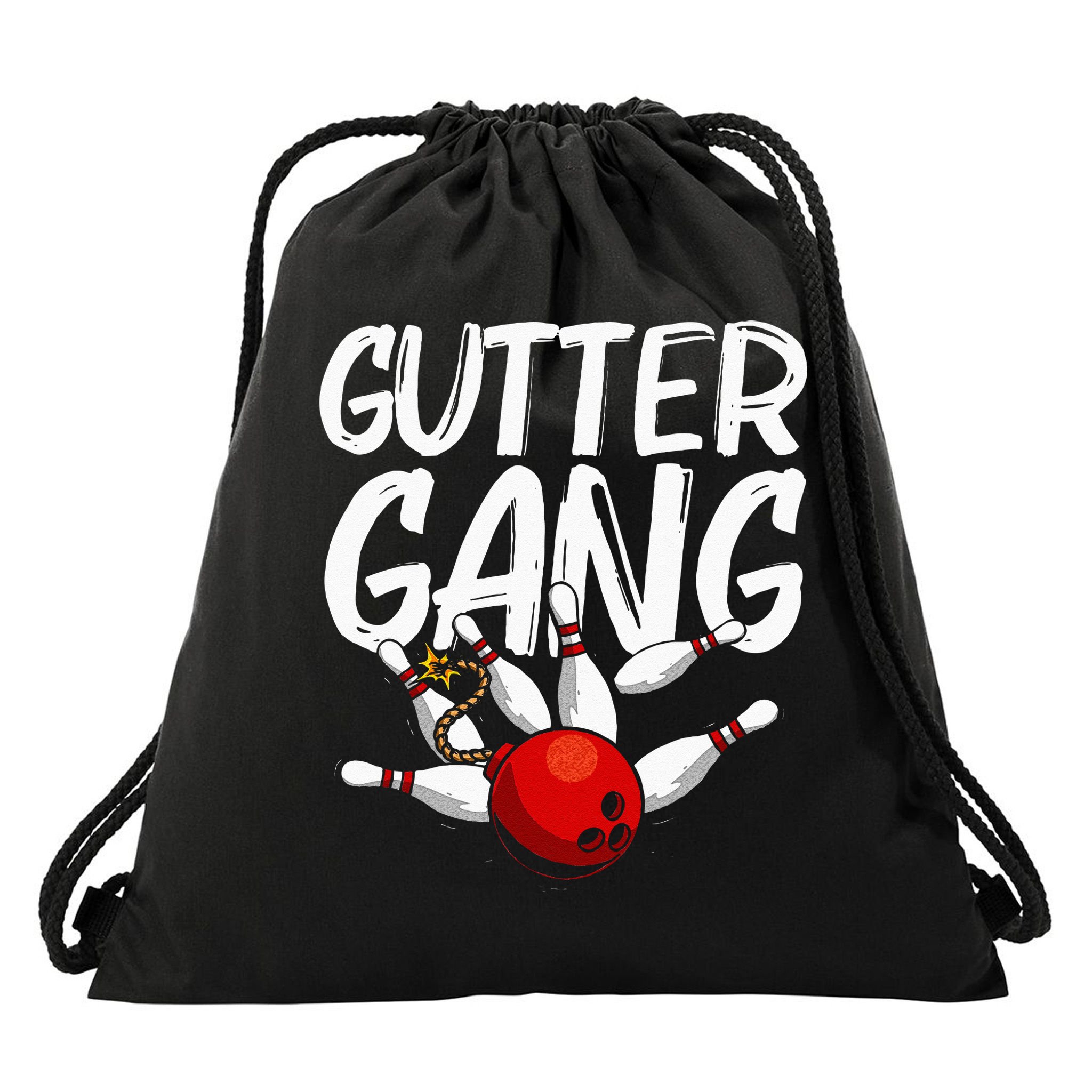 Funny Bowling Gift For Men Women Cool Gutter Gang Bowlers Drawstring Bag