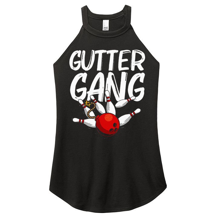 Funny Bowling Gift For Men Women Cool Gutter Gang Bowlers Women's Perfect Tri Rocker Tank