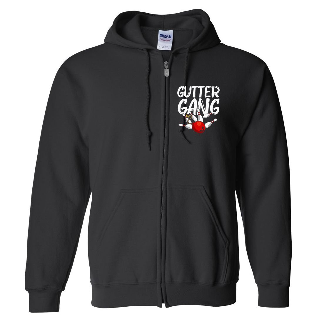Funny Bowling Gift For Men Women Cool Gutter Gang Bowlers Full Zip Hoodie