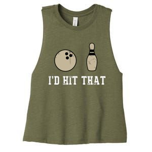 Funny Bowling Gift Shirts Id Hit That Quote Women's Racerback Cropped Tank