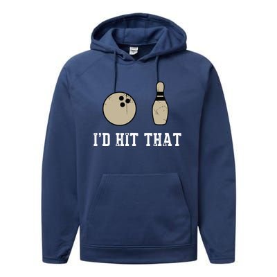 Funny Bowling Gift Shirts Id Hit That Quote Performance Fleece Hoodie