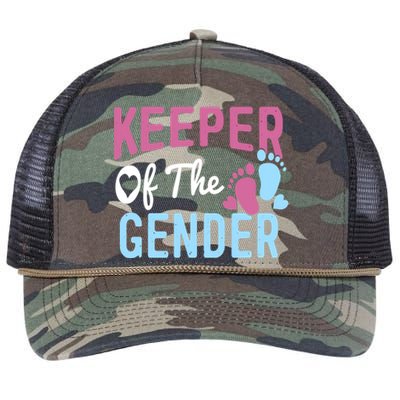 Funny Baby Gender Reveal - Keeper of the Gender Retro Rope Trucker Hat Cap