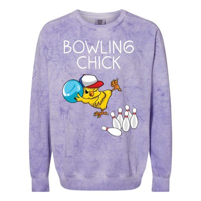 Funny Bowling Gift Women Cute Bowling Chick Sports Athlete Colorblast Crewneck Sweatshirt