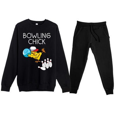 Funny Bowling Gift Women Cute Bowling Chick Sports Athlete Premium Crewneck Sweatsuit Set