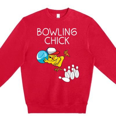 Funny Bowling Gift Women Cute Bowling Chick Sports Athlete Premium Crewneck Sweatshirt