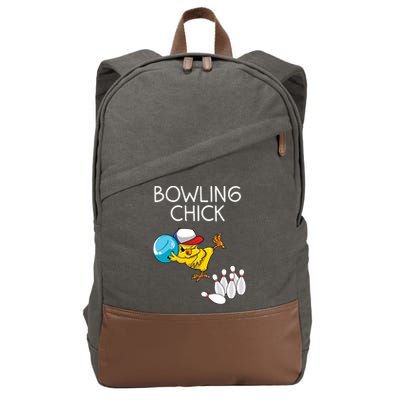 Funny Bowling Gift Women Cute Bowling Chick Sports Athlete Cotton Canvas Backpack